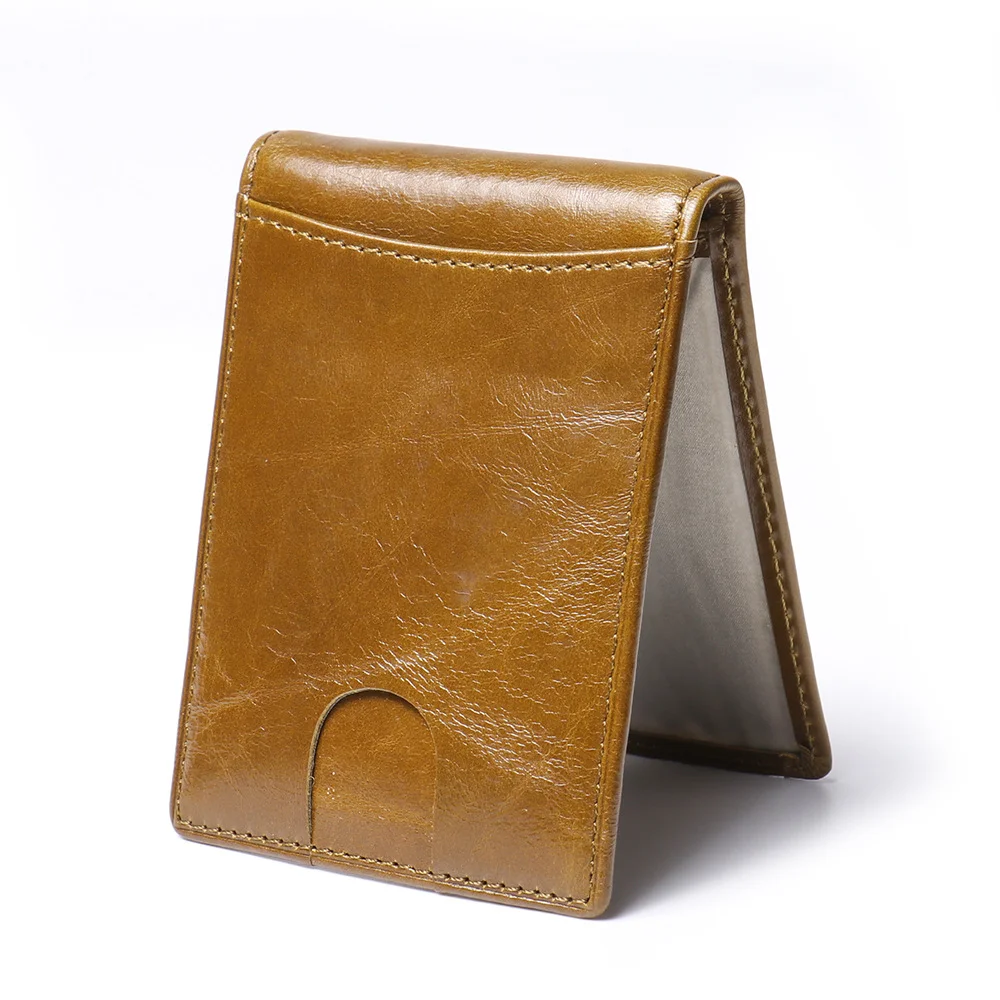 LUOKIR New Genuine Leather Dollar Clip Cowhide Multi-Card Card Holder RFID Anti-Magnetic Card Swiping Function Coin Purse