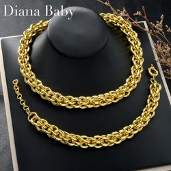 Diana2024 18K24K gold plated waterproof woven twine chain necklace bracelet set wholesale luxury jewelry for women