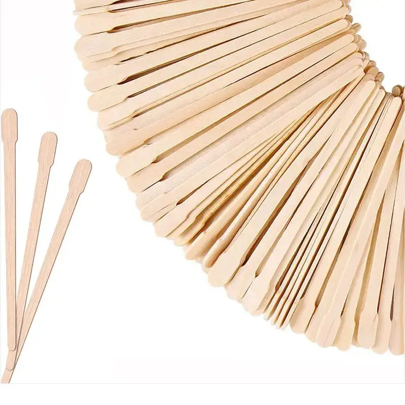100PCS Wooden Wax Sticks Woman Wooden Hair Removal Stick Disposable Depilation Spatula Wax Sticks Wood Face Eyebrows Waxing