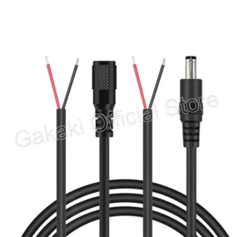 DC Power Pigtail Cable, conector macho e fêmea, DIY fio Plug, Jack adaptador para CCTV, câmera, monitor, painel solar, 5.5x2.1mm, 20AWG