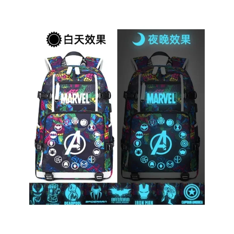 Marvel comics The Avengers men's casual backpack Iron Man simple large-capacity luminous schoolbag boy travel backpack teenagers