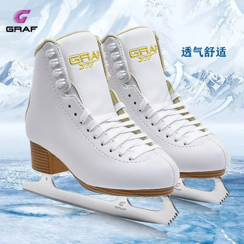 Size 27-41 Genuine Leather Ice Figure Skate Shoes Professional Thermal Warm Thicken Ice Blade Skating Sneakers for Kids Adult