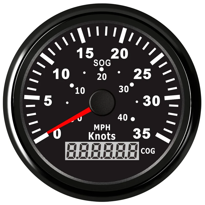85mm 0-40MPH GPS Speedometers Speed Gauges 0-35knots Speed Indicators 9-32V for Boat Yacht Vessel with Red Backlight and Antenna