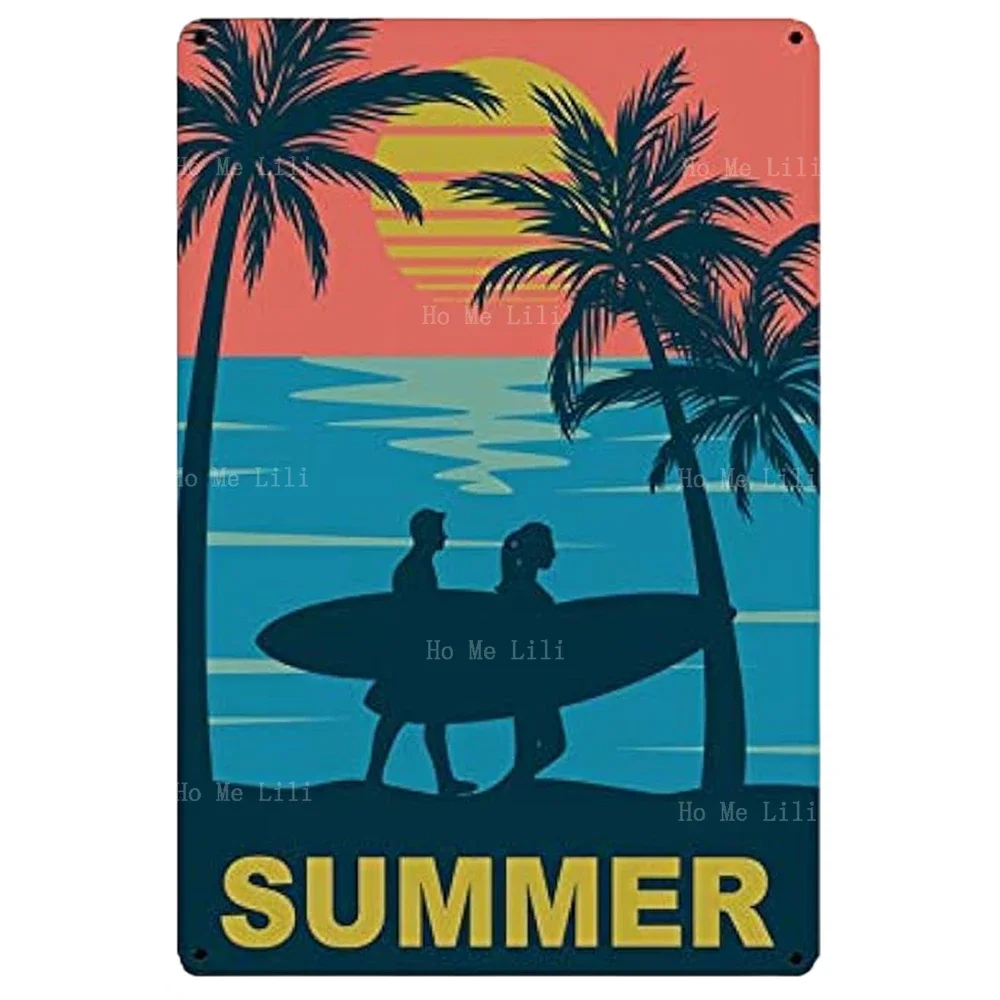 Sommer Surfen Strand Thema Metallschild für Bar Cafe Garage Wanddekoration
