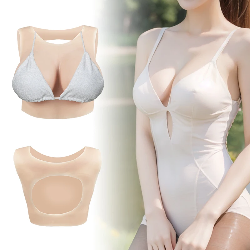 Sissy Realistic Silicone Breast Forms Kumiho Round Neck Hollow Drag Queen Fake Boobs Transgender Cosplay Silicon Breast Forms