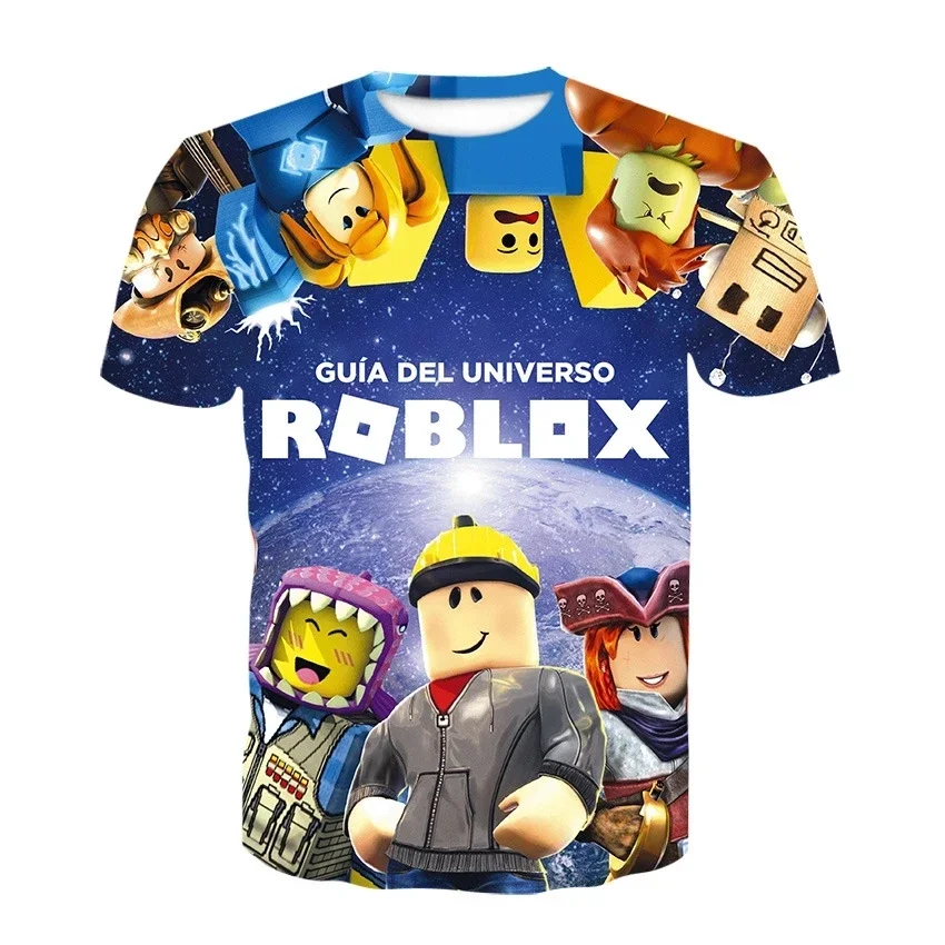 2023 Roblox طفل تي شيرت الأولاد لعبة تي شيرت رياضي الطفل الكرتون قصيرة الأكمام أعلى ثلاثية الأبعاد الطباعة عادية الشارع Harajuku الملابس