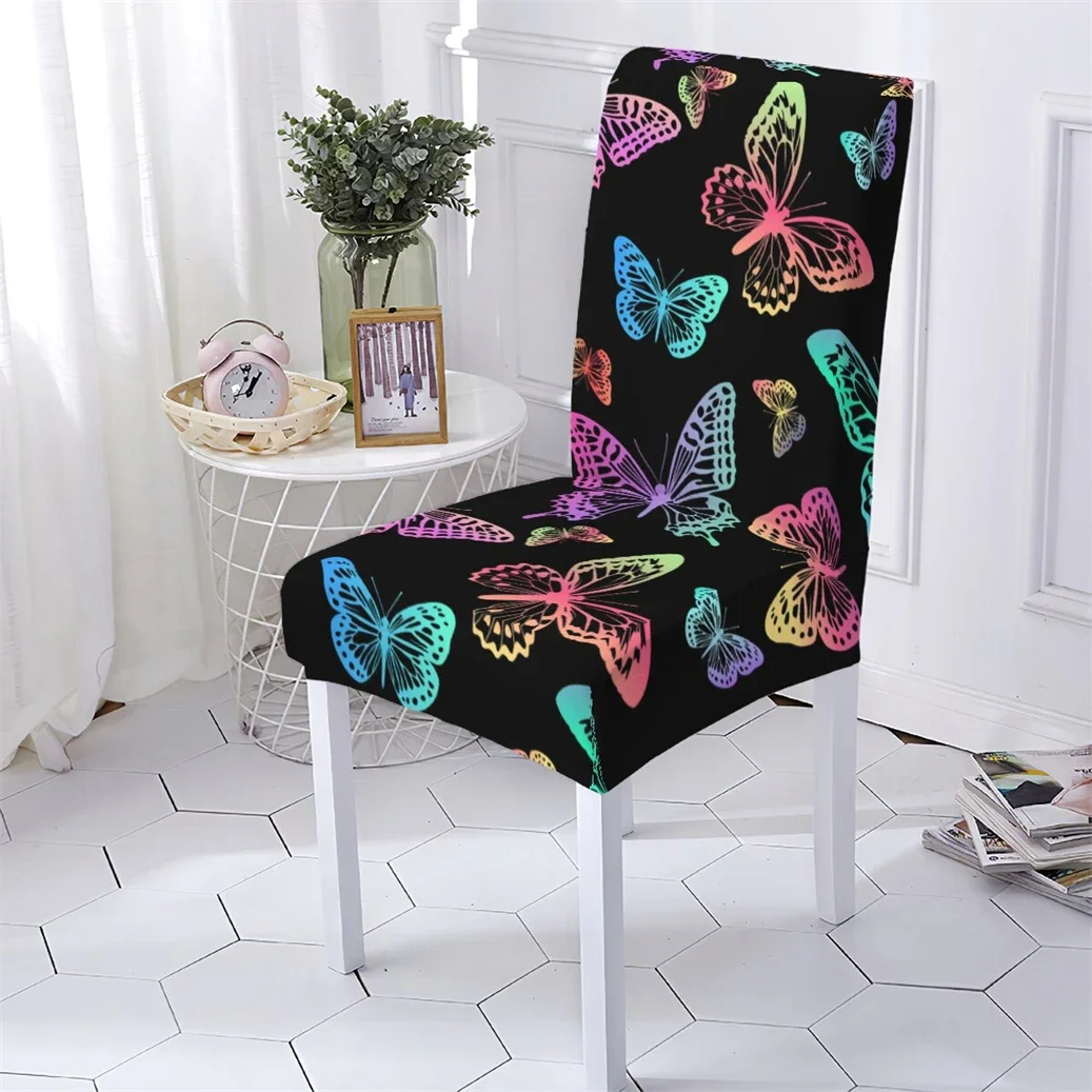 Animal Style Chair Cover Elastic Chairs Covers For Dining Chiars Covers Cartoon Butterfly Pattern Cover Of Chair Home Stuhlbezug