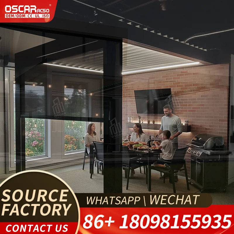 Retractable Outdoor Waterproof Aluminum Pergola Roof System Bioclimatic Louvre Awning for Garden Balcony Terrace pergola