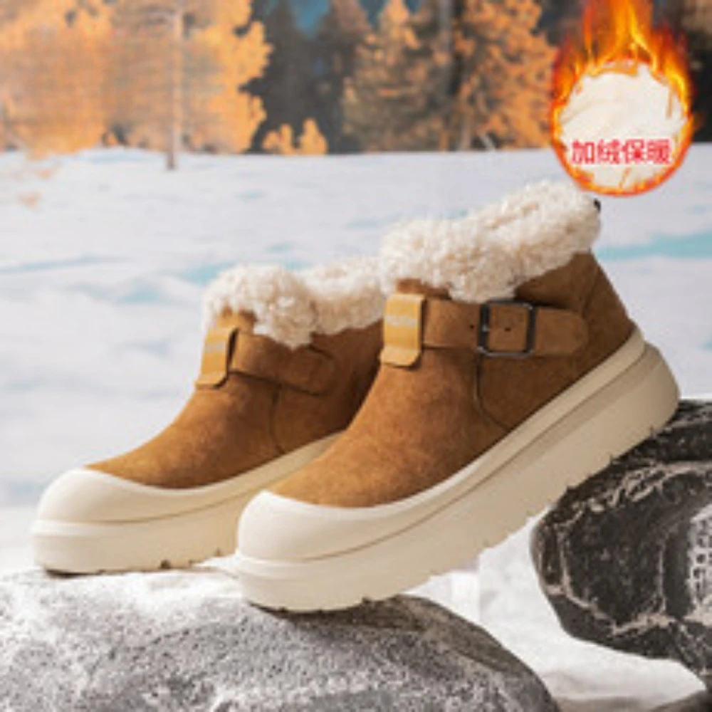 

2025 Winter New Women's Casual Cotton Shoes with Fleece for Warmth and Comfort Thick-Soled Anti-Slip Durable
