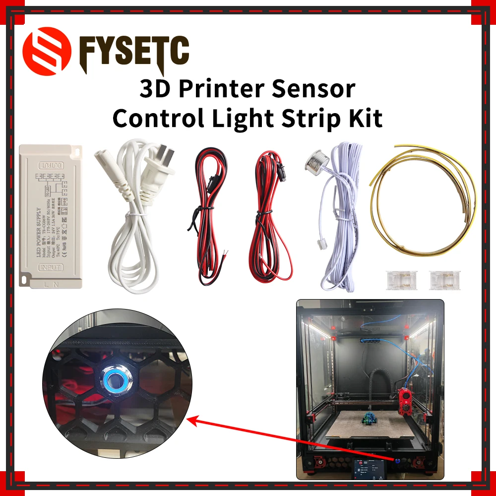 FYSETC Touch Sensor COB LED Light Bright Touch to Adjust Brightness Light Strip with 24V 36W PSU for Voron 2.4 R2 Trident