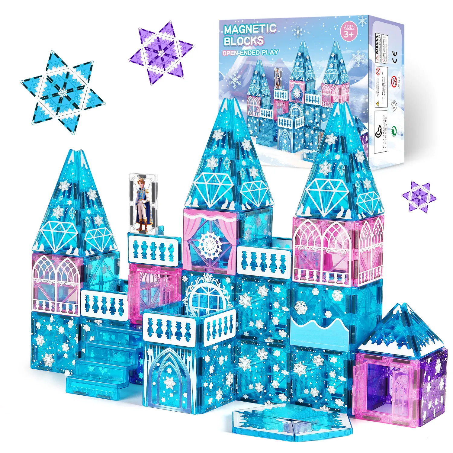 48-piece Princess and Prince Ice and Snow Series Magnetic Window Puzzle - Educational Toy for Kids, Magnetic Building Blocks, Ic