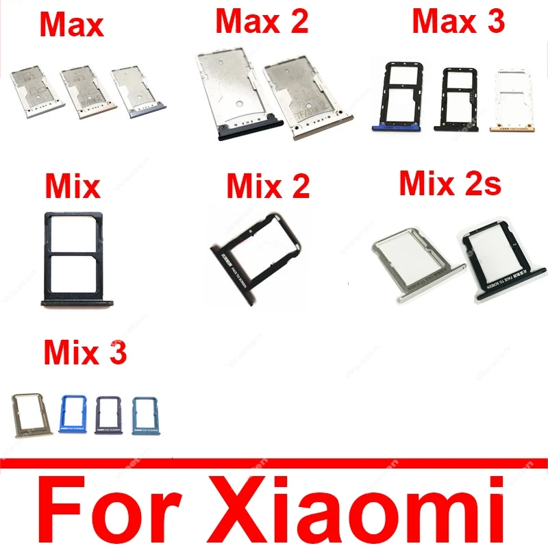 SIM Card Tray Socket Slot Holder Adapter For Xiaomi Mi Max 2 3 Mix 2 2S 3 SIM & SIM / TF Card Tray Adapter Replacement Parts