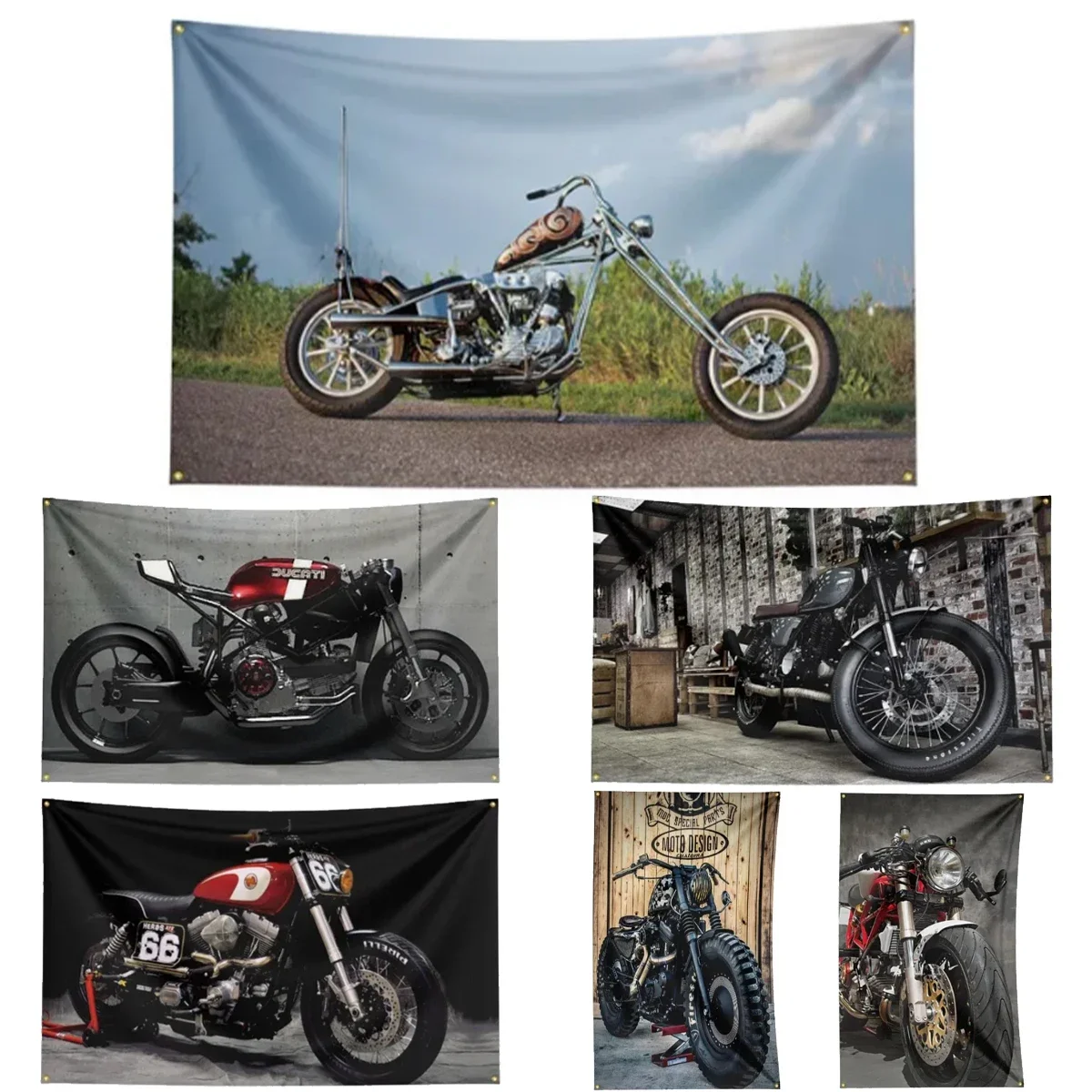 Banner 3X5FT Motorcycle On The Way Flag Banner Motorcyclist Art Vintage Poster Wall Sign Dark Motor Car Man Garage Pub Club Bar