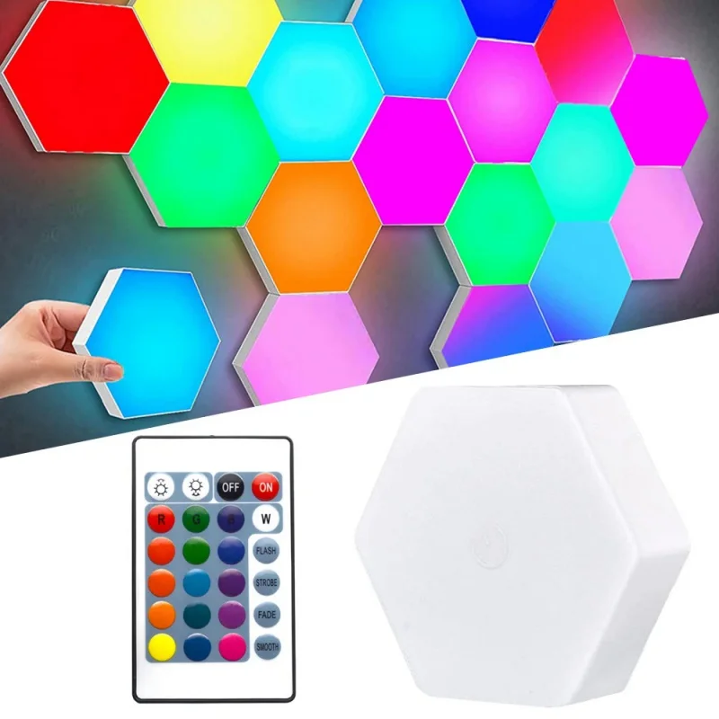 Kreatywny dom RGB LED kwantowy sześciokątny czujnik dotykowy ścienny plaster miodu kolorowe modułowe sterowanie lampka nocna do pokoju do dekoracji