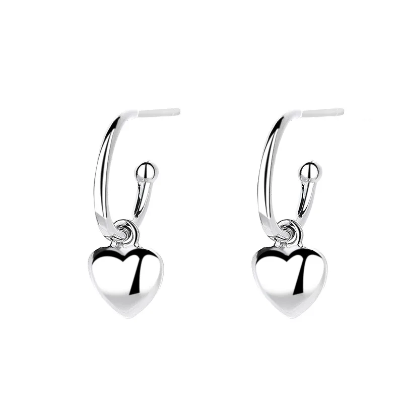 

RYJ Simple Design 925 Sterling Silver Heart Hoop Earrings For Women Personalized Heart Earrings Fashion Trendy Party Accessories