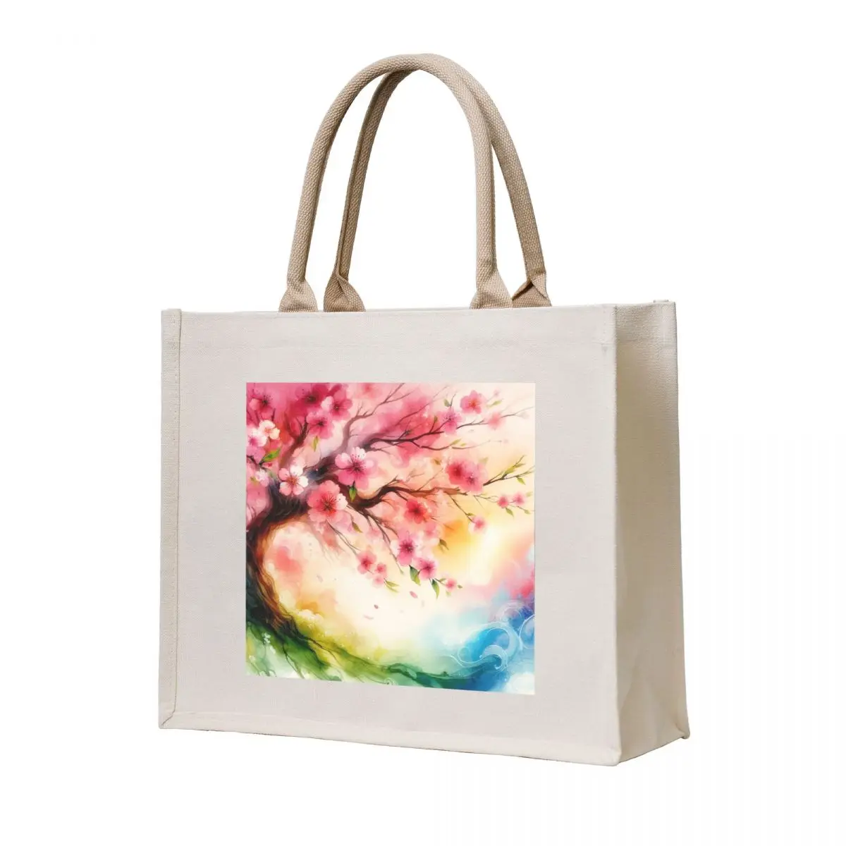 

Watercolor Cherry Blossom Tree Tote Bag eco pack Customizable tote bag bags luxury women