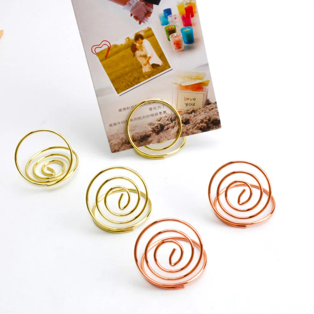 

24 Pcs Desktop Photo Clips Heart Shaped Holders Spiral Base Table Number Party Office Use Menu Paper Note Storage Supplies