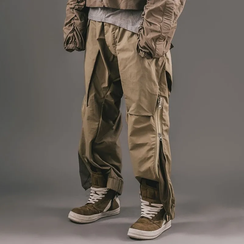 Techwear Loose multi-zip Nylon Sportswear Hip Hop mid-high Waist Loose Cargo Pants