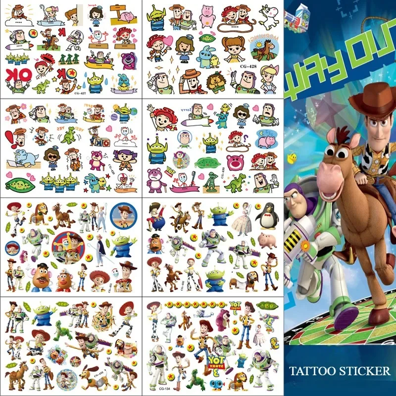 Disney Toy Story Cartoon Tattoo Sticker Buzz Lightyear Woody Anime Figure Q Figural Tattoo Sticker Decoration Cute Birthday Gift