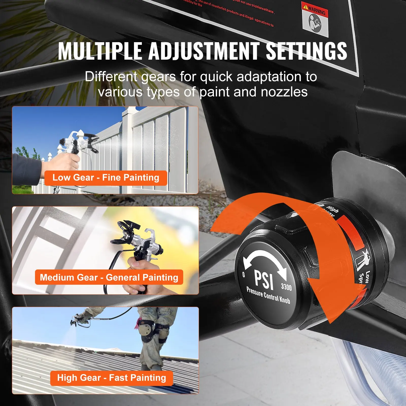 Stand Airless Paint Sprayer, 950W 3000PSI High Efficiency Electric Airless Sprayer With Cart, Paint Sprayers For Home Interior view 4