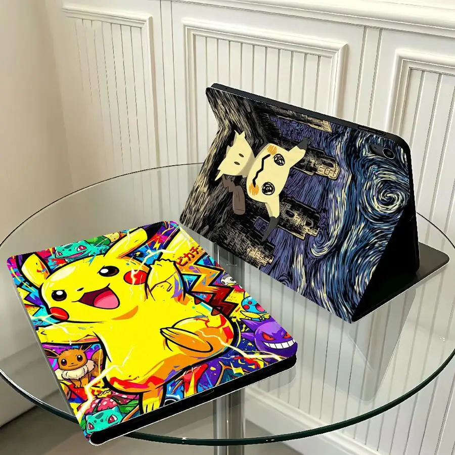 With Pencil Holder Case for Apple iPad Air 11 13 M4 M3 M2 A16 2026 Pro11 13 10th 7/8/9th Air 4/5/6th Pokemons Pikachus Anime
