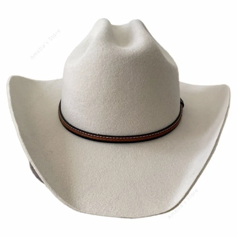 Men's Wool Cowboy Hat - Yellowstone Western Style Wide Brim Riding Hat - USA Inspired Hard Finish Formal Hat