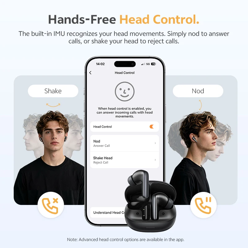 QCY Bluetooth Earphones HT21 MeloBuds N65 AI Adaptive Noise Cancelling 60dB ANC Wireless Earbuds Hi-Res LDAC Spatial Sound 50H view 5