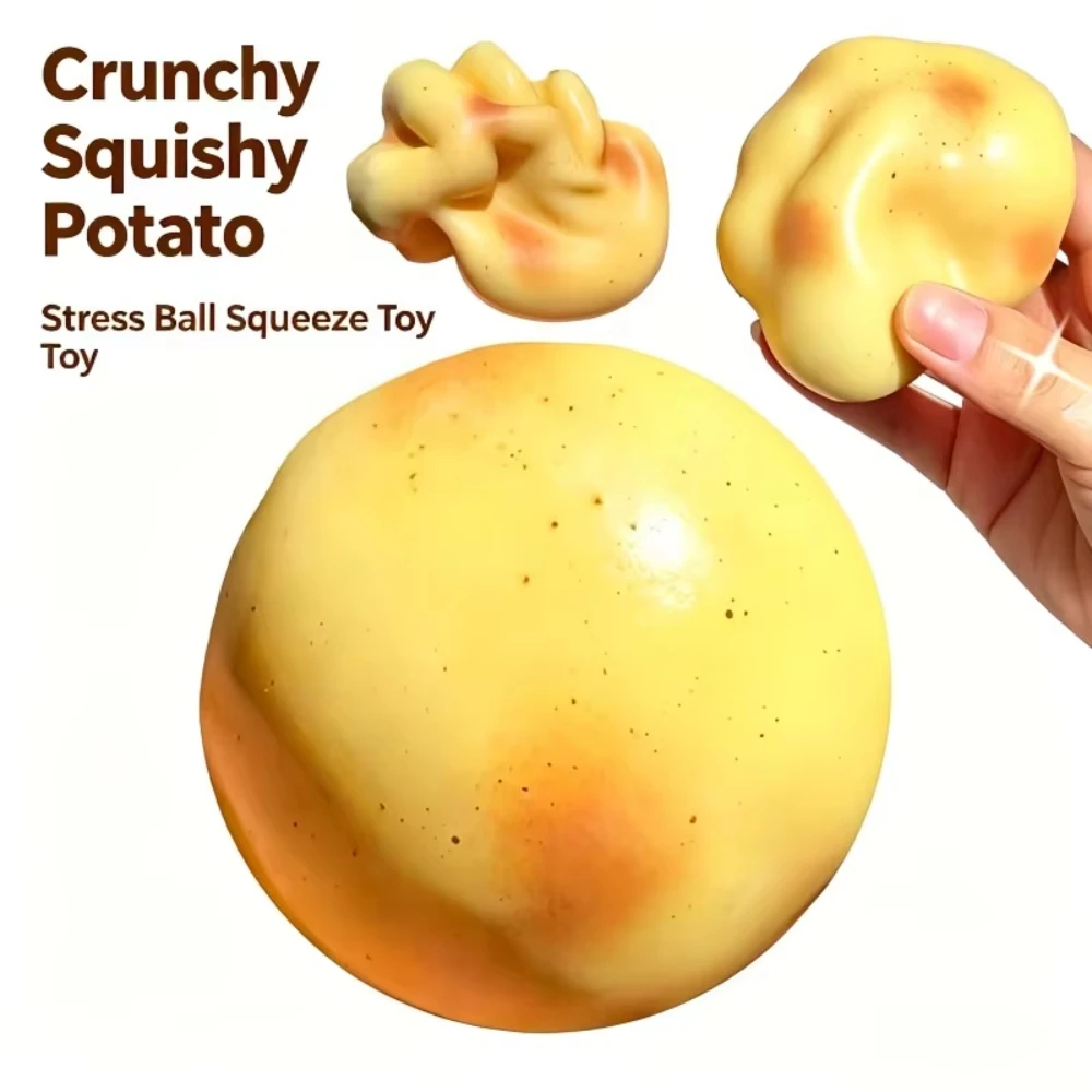 Soft Handmade Crispy Potato Stress Ball Fidget Toy Crunchy Squeeze Ball Round Blocks Filled Asmr Anti Stress Toys For Adults