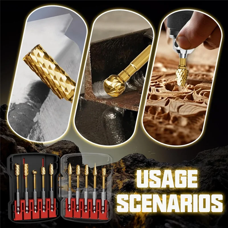 Vendita calda-10 pezzi set di frese in metallo duro da 1/4 "con cambio rapido gambo da 1/4" gambo a cambio rapido da 1/4" per set di frese elettriche Die Gr