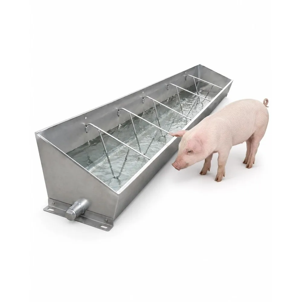 Hog Feeder Pig Water Trough Livestock Waterer Drinking Trough Heavy Duty Stainless Steel Separated Fence Feeder Trough