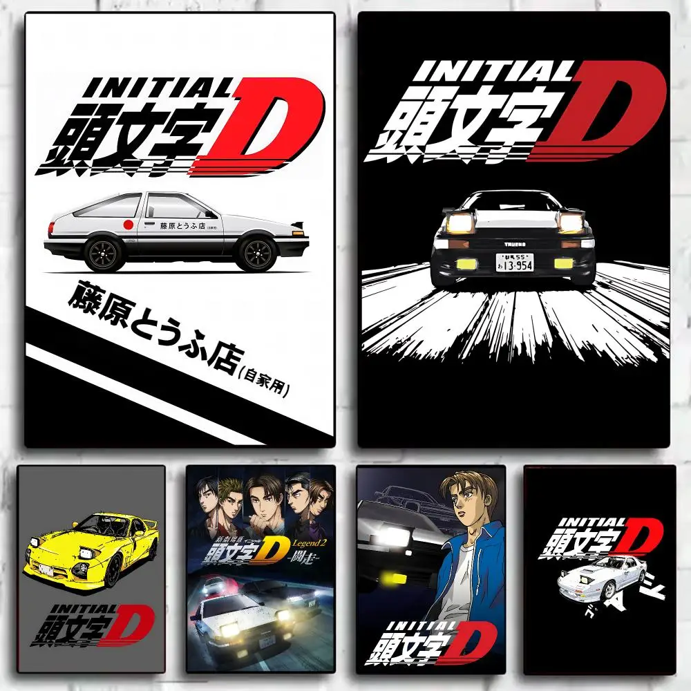I-Initial D Painting Calligraphy Canvas Poster Art for Bedroom Living Room Home Decor Wall Decoration Decals Gift