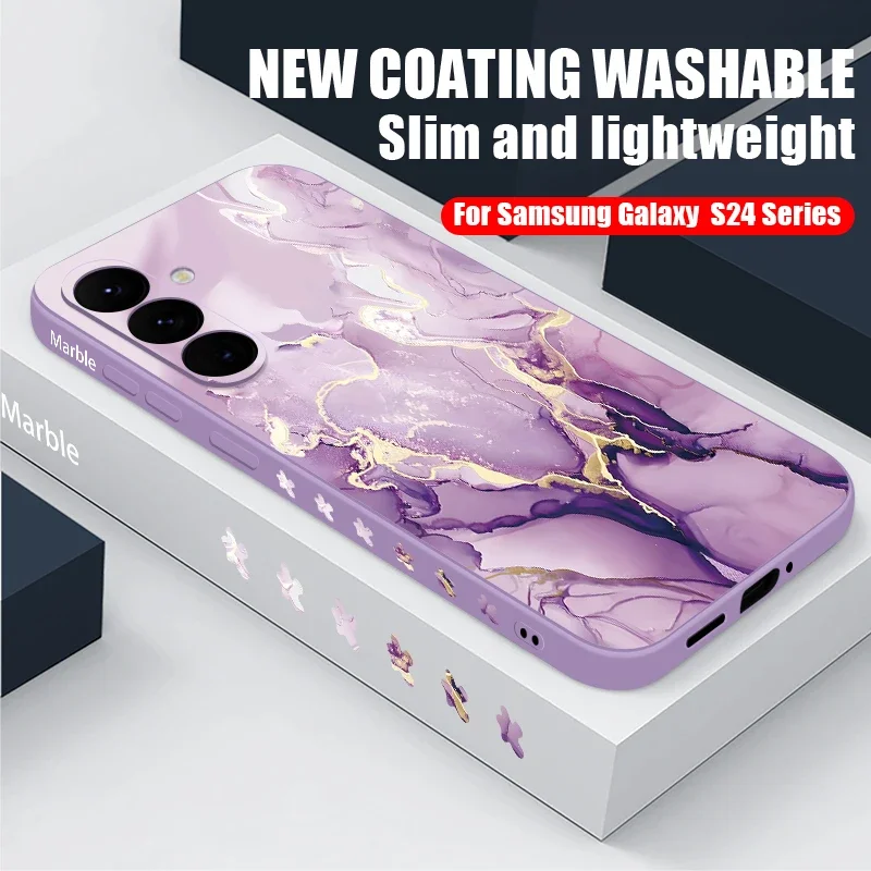 Colorful Marble Case For Samsung Galaxy S24 S23 S22 Ultra S21 S20 FE A16 A15 A25 A34 A35 A55 A52 A53 A54 5G Soft Lanyard Cover