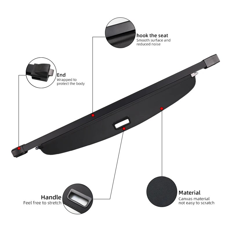 Picture 5: For Jeep Grand Cherokee L 5 seats 2023+ Retractable Trunk Cargo Cover Parcel Rack Anti-Peeping Shield Privacy Auto Accessories