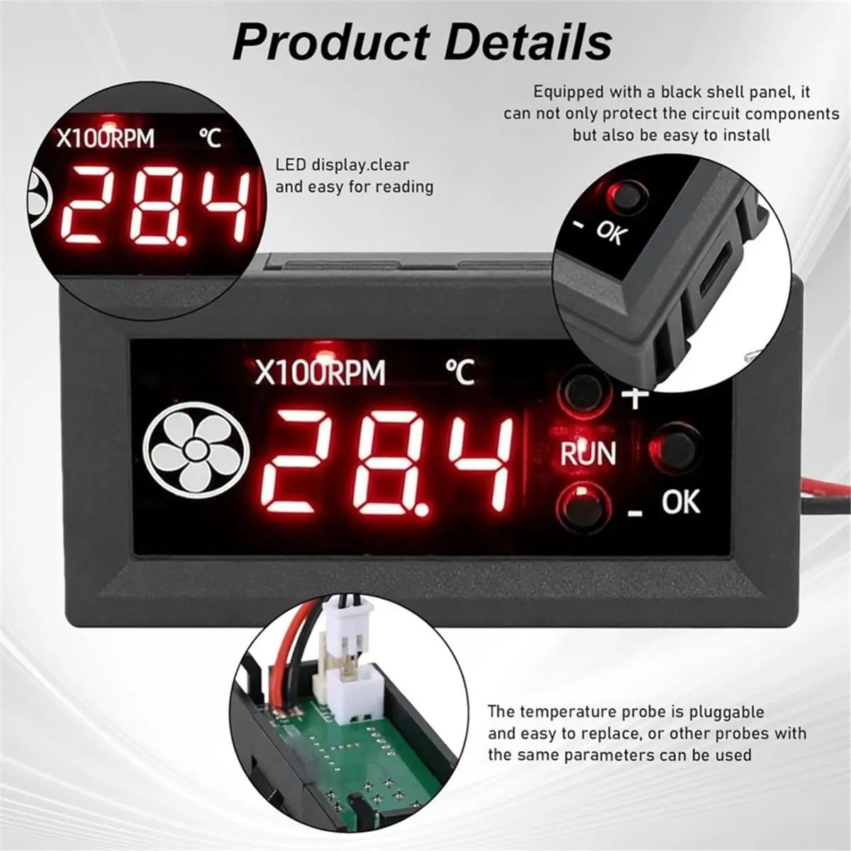 HOUSEHOLD*GOOD Set of 2 DC 12V 4-Wire Fan Speed Controllers, PWM Fan Controller 4-Pin, Fan Controller Supports 3A Fans PWM 25KHz