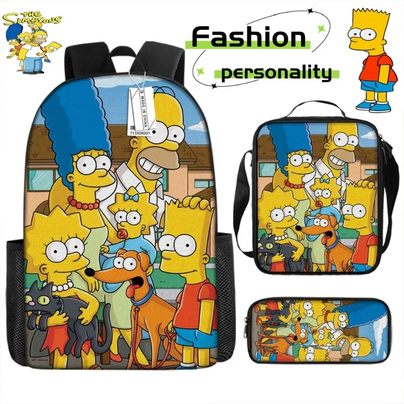 

The Simpsons Cute Student Backpack Cute Fashion Cartoon Personalized Creative Backpack Three-Piece Set Birthday Gift for Friends