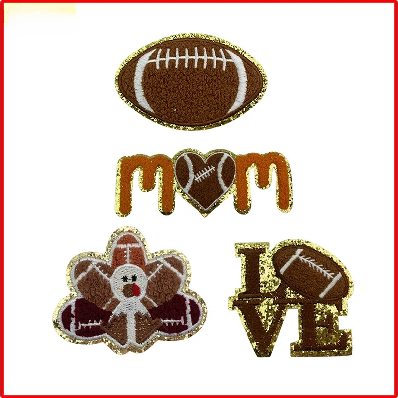 Baseball Softball Volleyball Football Patches Towel Embroidery Chenille Patch Ironing Paste Cloth Paste Clothing Bag Accessories