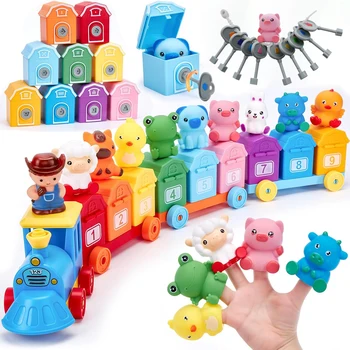 Montessori Train Toy Set Toddler Early Educational Learning Toys Counting Sorting Toys Fine Motor Finger Puppets Games For Kid 1