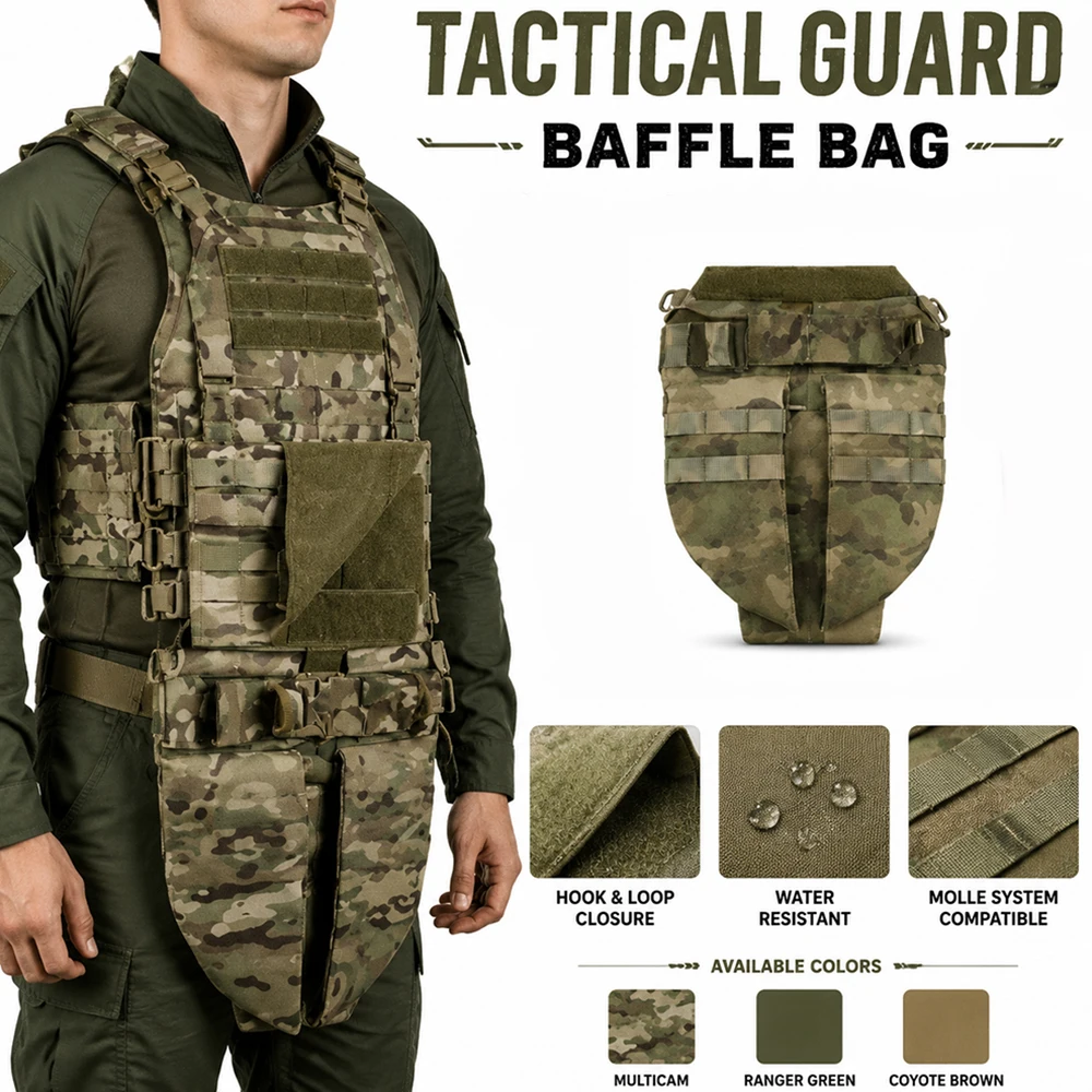 Tactical MOLLE Groin & Abdominal Protector Modular Crotch Guard Baffle Bag for Tactical Vest Airsoft Combat Training Guard Gear