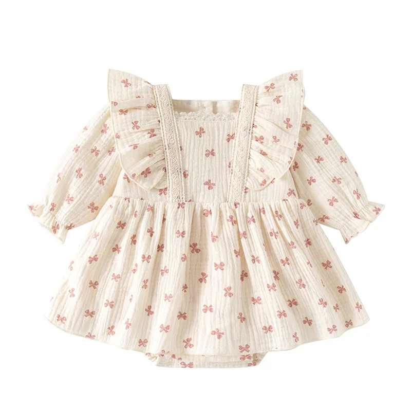 2025 New Autumn Toddler Baby Girls Romper Long Sleeved Cotton Print Infant Baby Girls Jumpsuit 0-24M Children Clothes