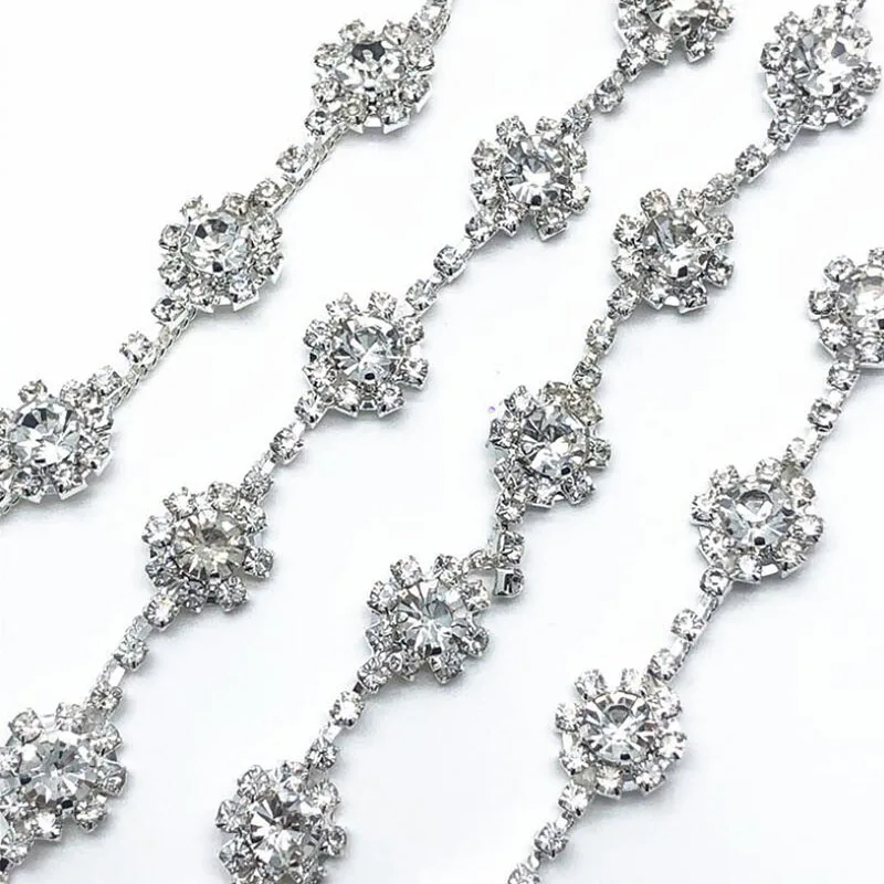 

10Yards Fashion Rhinestone Trim Claw Chain Sunflower Patch for Jewelry Crafts DIY Sewing Craft