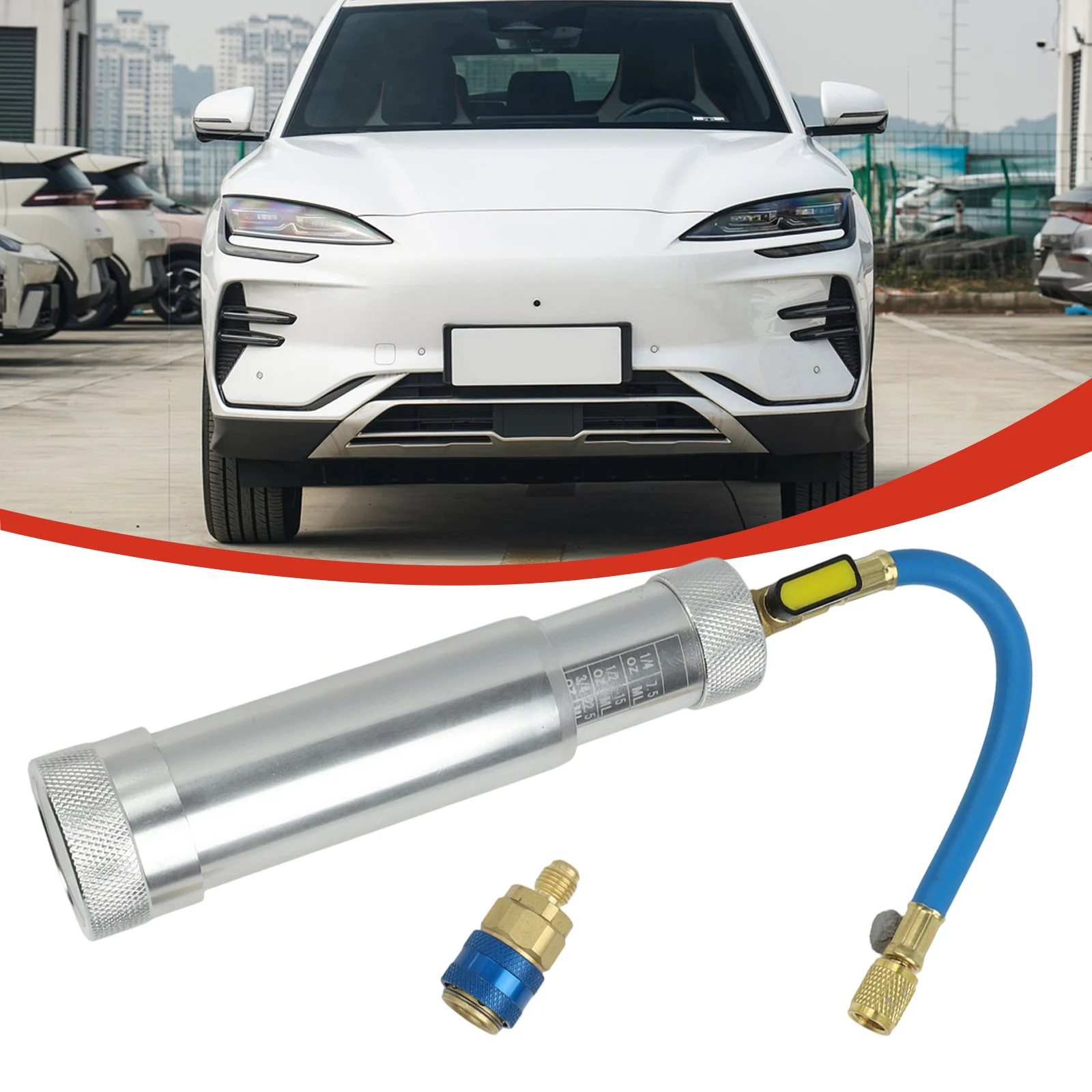 

HVAC Oil Injector with 14 Inch SAE Connector for R134A R22 R12 and For R1234YF Suitable for POE and Mineral Oils