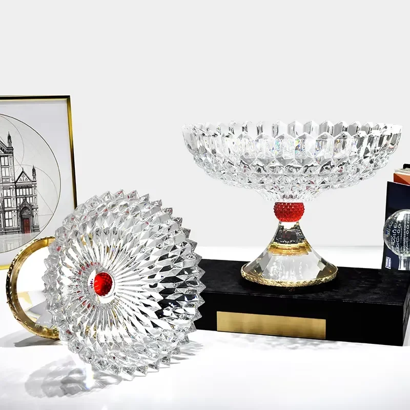 Elegant Crystal Glass Serving Bowl for Wedding Party Decor Luxury Clear Fruit Plate Home Tableware Gift Modern Design Dish