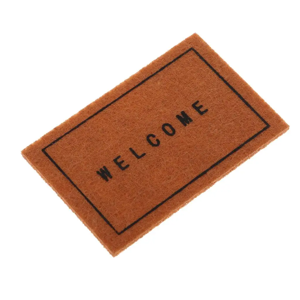 Mini Dollhouse Welcome Mat para crianças, Tapete da porta da frente, Tapete do chão para meninas de escala 1,12