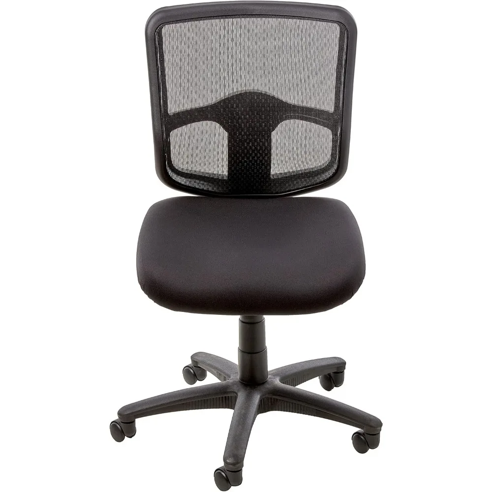 كرسي مهام خلفي مريح من Office Star مع تعديل ارتفاع خلفي بسقاطة وتحكم مزدوج الوظيفة، بدون ذراع، خالي من الفحم