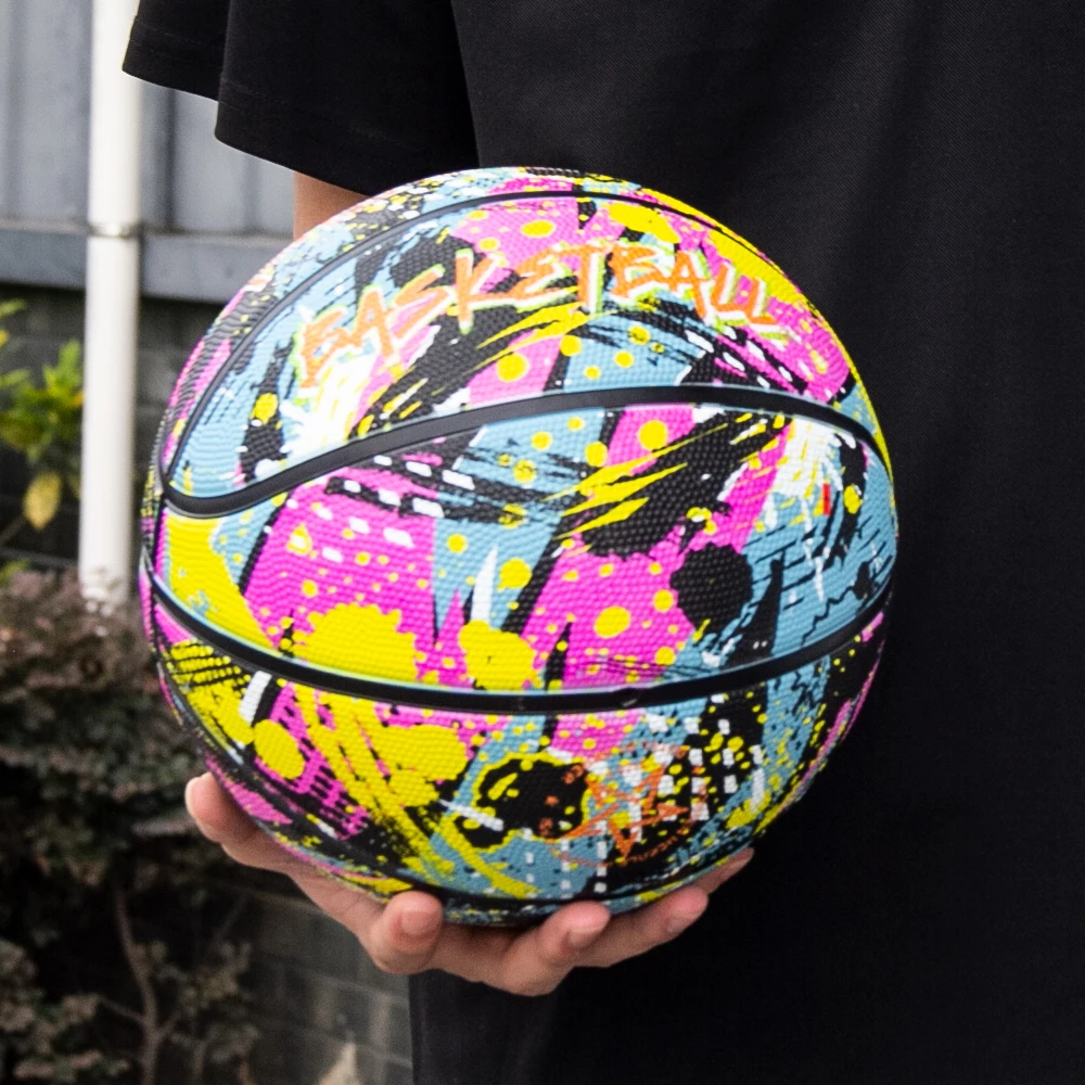 PSYCHE ลูกบาสเก็ตบอลยางขนาด 7 การแข่งขันการรับรองบาสเก็ตบอลบาสเก็ตบอลกลางแจ้งในร่ม Streetball พร้อมปั๊ม