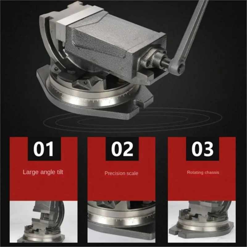 High precision 4 Inch Inclinable Angle Solid Flat Tongs 360-Degree Rotary Precision Taper Vise Precision High Quality