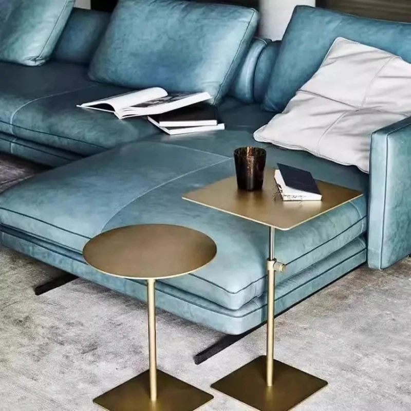 

‌Adjustable Stainless Steel Side Table - Height-Adjustable Coffee Table, Round/Square Metal Table for Cafe & Office