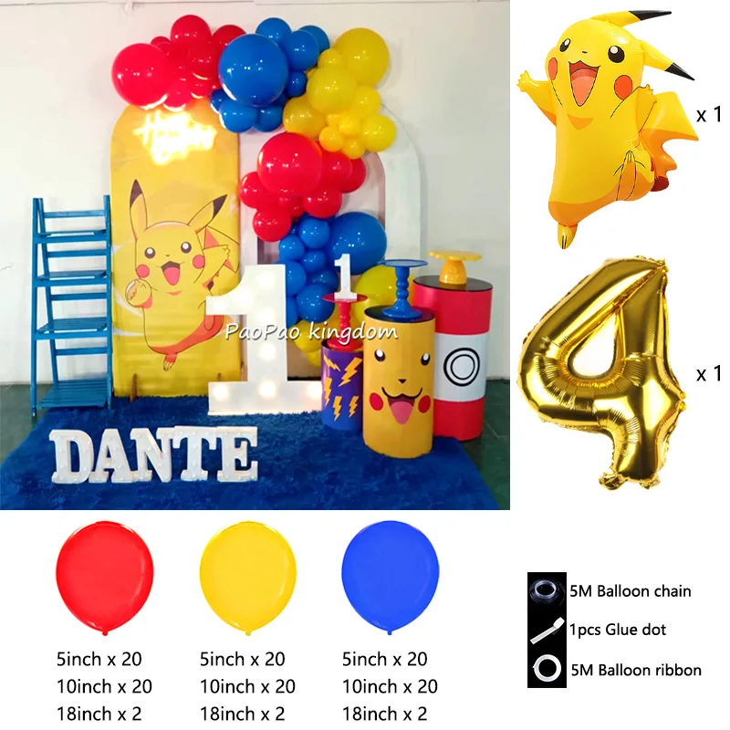 Liebliches Pikachu-Themen-Ballon-Dekorationsset Cartoon-Folienballons Blitzballon-Set Kindergeburtstags-Party-Deko-Zubehör – Detail 22