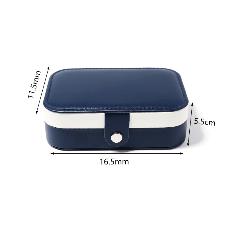 Boîte de rangement Portable à Double couche en cuir PU, organisateur d'exposition, mallette de voyage, boîtes de rangement en cuir à boutons 16.5x11.5x5.5cm