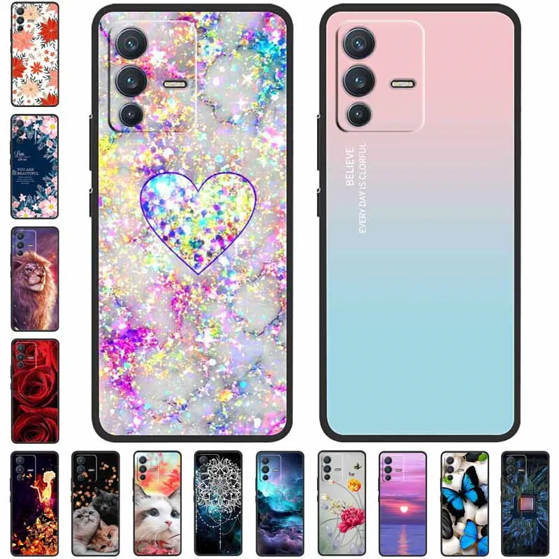 For vivo V23 5G Case V2130 Silicon Cute Space TPU Black Shells for Vivo V23 Pro Cover Bumper V2132 for vivoV23 V 23 V23Pro Bag